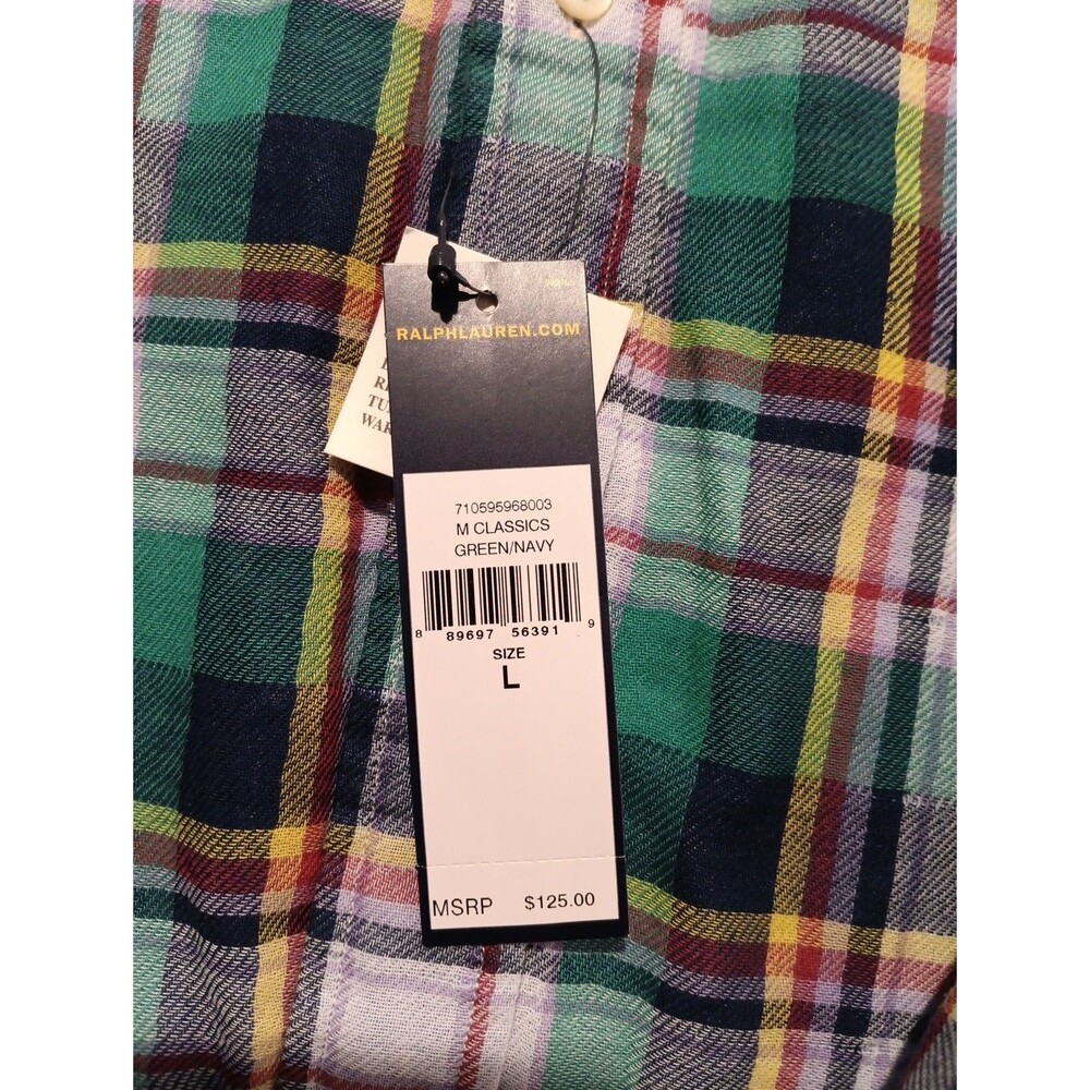 Polo Ralph Lauren Shirt Plaid Button Up Double Faced Workshirt Size Large $125 - Picture 2 of 7